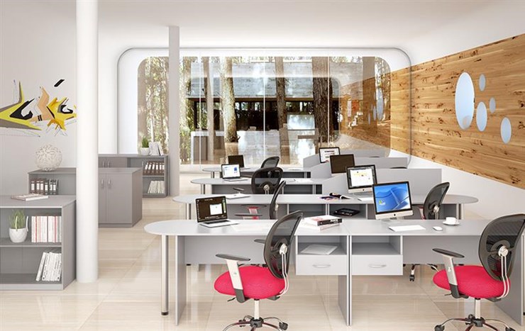 Офисный комплект мебели SIMPLE с эргономичными столами и тумбами в Туле - изображение 1